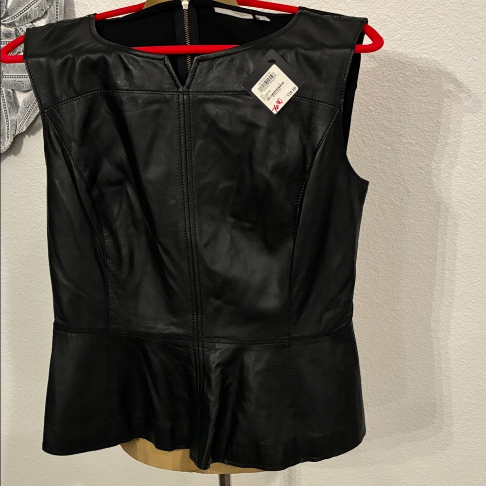 Halogen Black Leather Vest